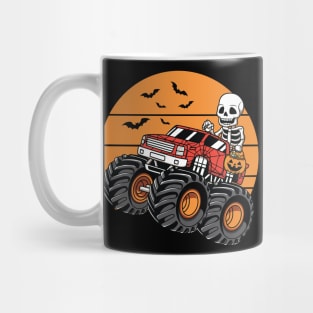 Skeleton Riding Monster Truck Halloween Costume Mug